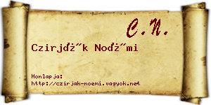 Czirják Noémi névjegykártya
