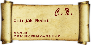 Czirják Noémi névjegykártya